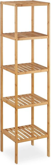 Relaxdays Badregal aus Bambus in Natur Hellbraun mit 5 Ablagen, H x B x T: 140 x 34 x 33 cm - Bild 1