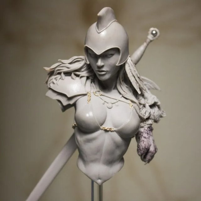 GK Halbfigur Resin-Soldatenmodell, Fantasy, unmontierter und unbemalter Bausatz, Grau - Bild 1