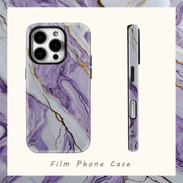 Potdemiel Handyhülle mit Lila Kintsugi Marmor Design für iPhone 11 bis iPhone 17 Pro Max Plus mit doppelschichtiger Rückseite - Bild 1