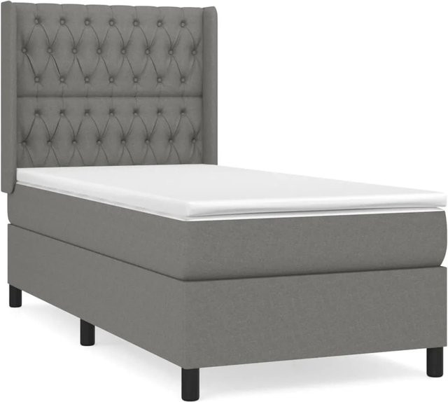 vidaXL Boxspringbett mit Matratze Dunkelgrau B/T/H: 90 x 190 x 200 cm - Bild 1