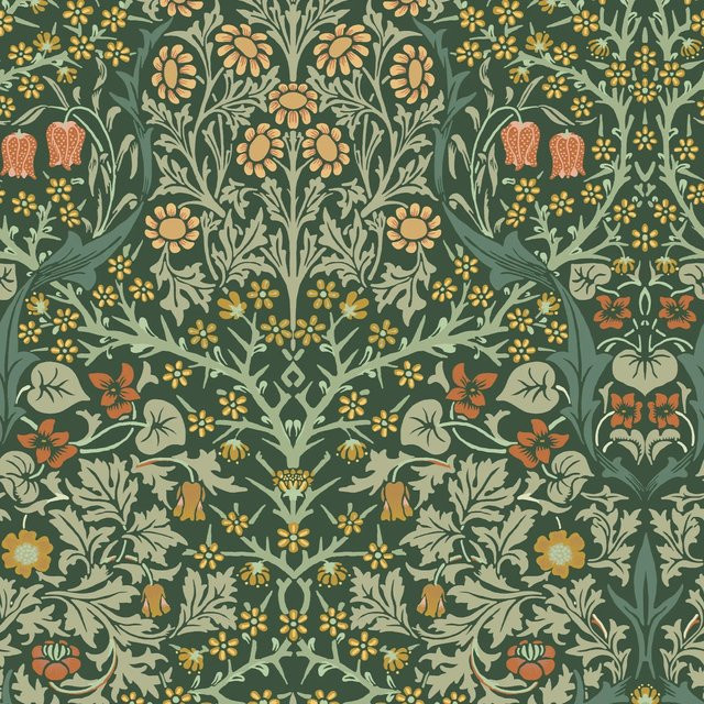 William Morris at Home Vliestapete Blackthorn Grün mit floralem Naturmuster, Breite: 52 cm, Länge: 10 m - Bild 1