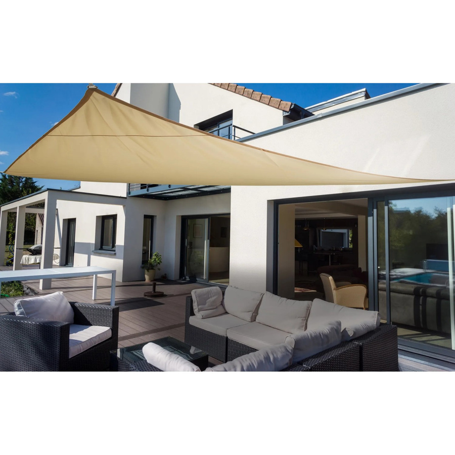 Floracord Dreiecksonnensegel aus Polyester in Elfenbein, B/T/H: 460 x 460 x 460 cm - Bild 2