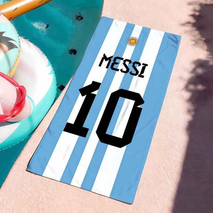 JINGYUE Pet Schnelltrocknendes Badehandtuch mit M-Messi Modedruck, B/H: 50 x 100 cm - Bild 4