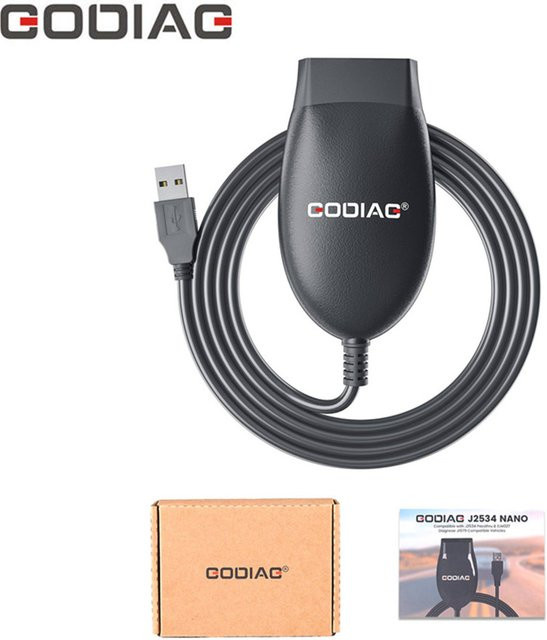 Godiag GD101 J2534 Diagnosekabel in Schwarz zur Unterstützung von J2534 und ELM327 sowie J1979 für Toyota, Honda, Acura, Ford und Mazda - Bild 1