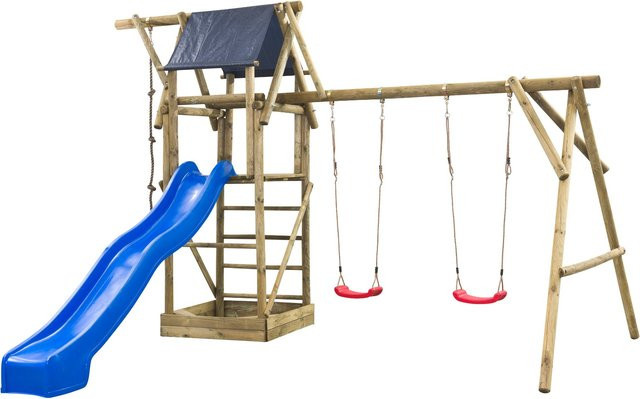 Intergard Spielturm Nelis aus Kiefernholz mit Schaukel, Rutsche und Sandkasten in Multicolour - Bild 1