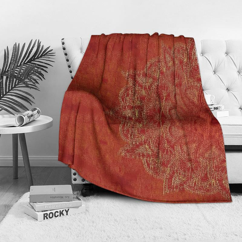 Rote Mandala Fleece-Decke von JMG Household Supplies als weiche und warme Überwurfdecke aus Plüsch für Sofa und Bett, B/B: 130 x 180 cm - Bild 3