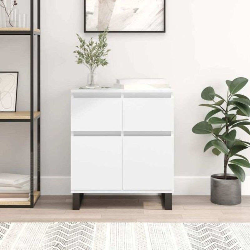 Vidaxl Sideboard in Weiß im Industrial Design aus Holzwerkstoff und Metall, B/T/H: 60 x 35 x 70 cm - Bild 1