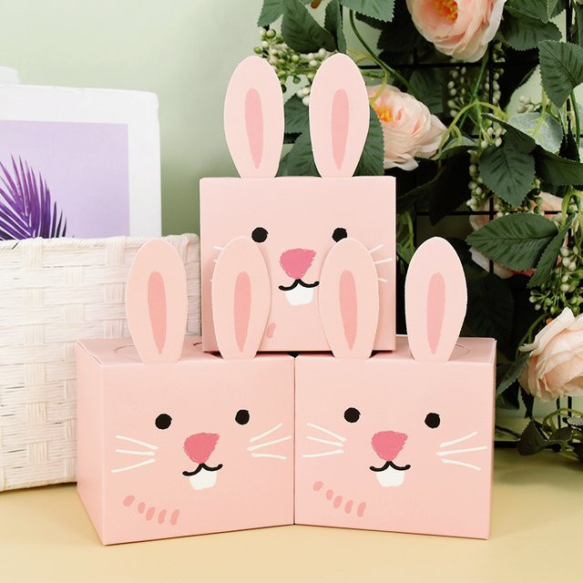 5er Set ZQNYCY Osterhase Pralinenschachteln in Pink für Schokolade und Kekse als Osterdekoration - Bild 1