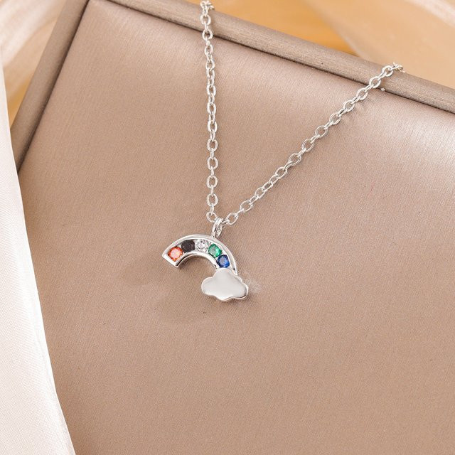 Halskette 925 Silber, Regenbogen-Kristall, Bunt, Unisex - Bild 1