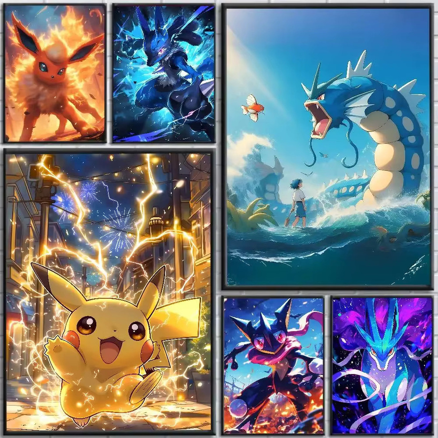 Bandai Pokemon Wandkunst Leinwandbild mit Pikachu Mewtwo und Charizard in Mehrfarbig - Bild 2