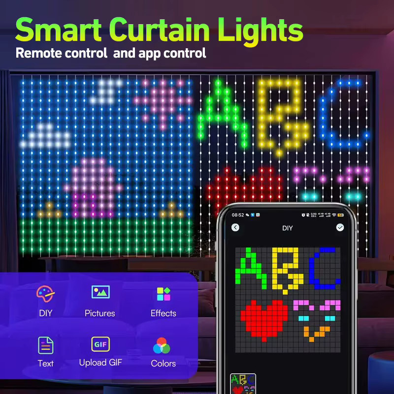 TLEDMP Programmierbare RGB LED-Lichterkette mit App-Steuerung, wasserdicht mit Textanzeige und Scrollmustern, Multicolour - Bild 3