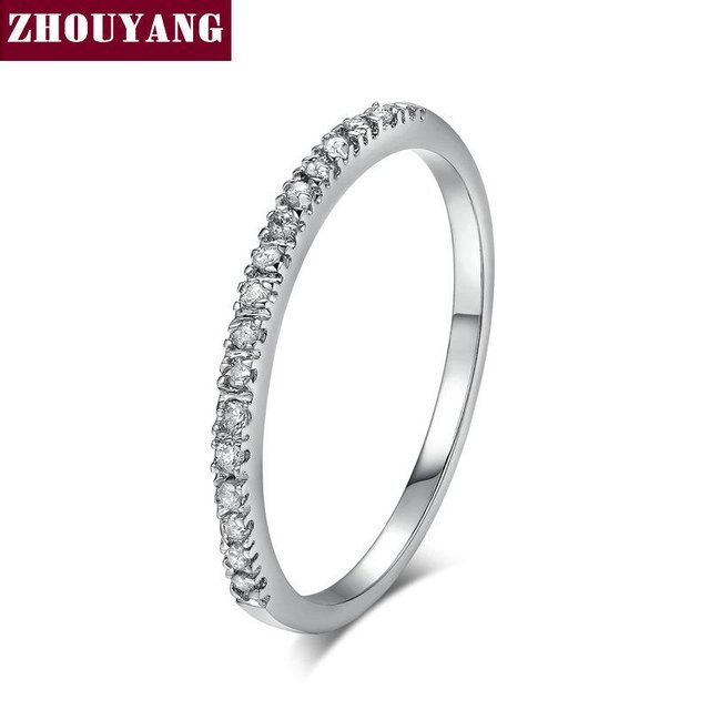 ZHOUYANG Ehering, Kupfer, Roségold, Zirkonia, Kristall, Unisex, Ringgröße 5.5 - Bild 1