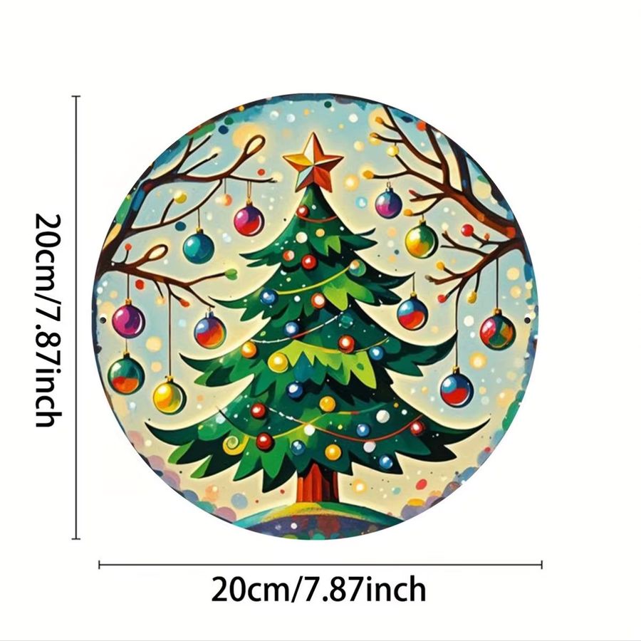 Rustikales Weihnachtsbaum-Dekorschild aus Eisen von Potdemiel für Wand und Tür im Bauernhaus-Stil, B/H: 20 x 20 cm - Bild 3