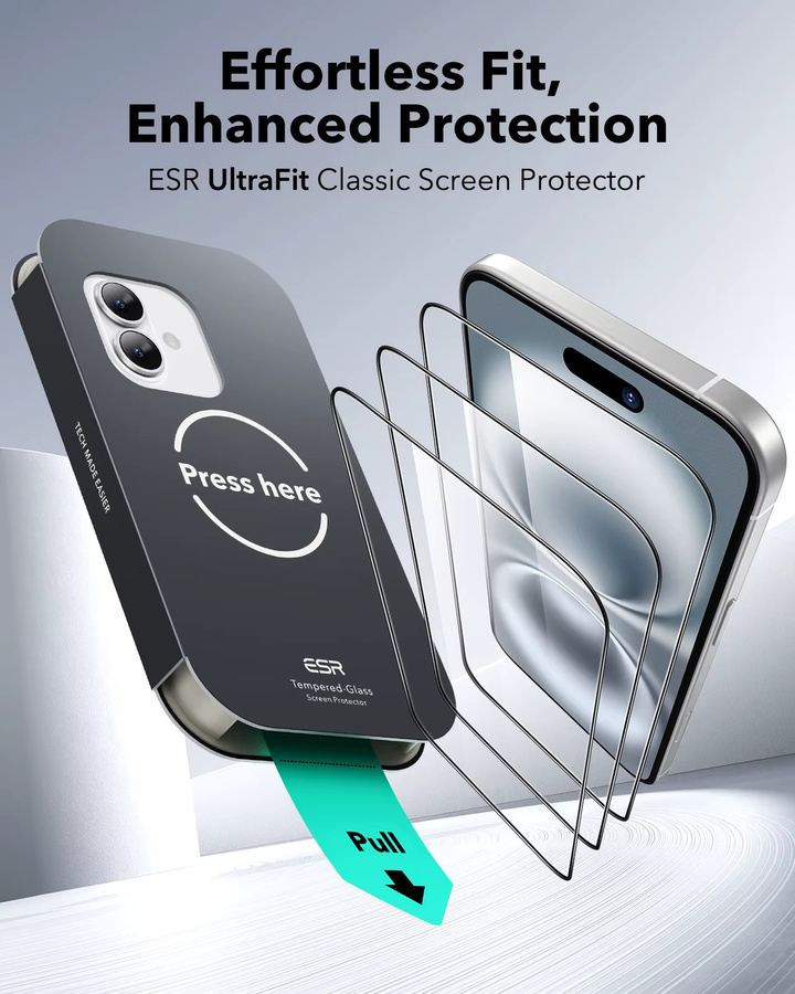 ESR 3er-Pack Displayschutzfolie aus gehärtetem Glas in Militärqualität für iPhone 17 Pro Max, 17 Air, 16, 15, 14 und 13 Pro Max, transparent - Bild 2