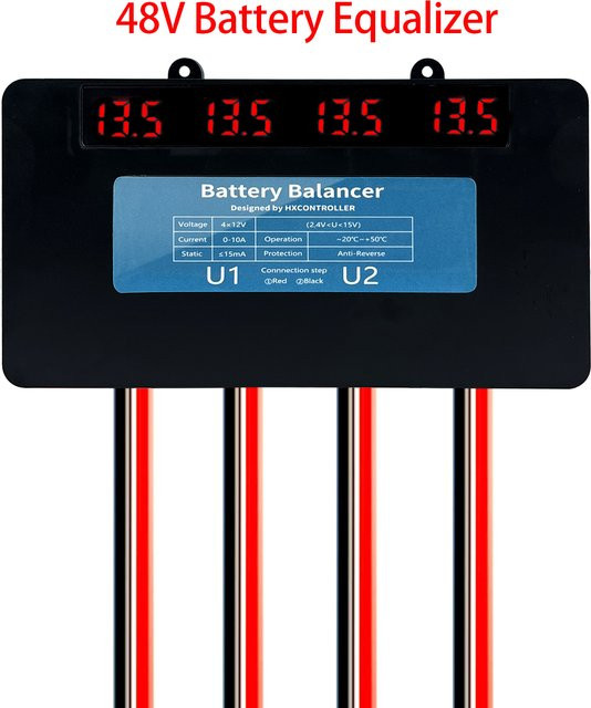 HXCONTROLLER Batterie Balancer PLC-10 ha01 ha02 hc01 hc02 Equalizer Regler für 48V 96V LiFePO4 und Blei-Säure Batterien in Schwarz - Bild 1