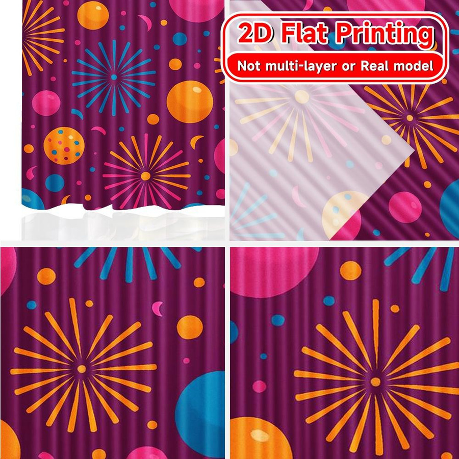 Tonnika Chen Set aus 2 blickdichten Neujahrs-Vorhängen aus Polyester, Multicolor, B: 100 cm, H: 70 cm - Bild 5