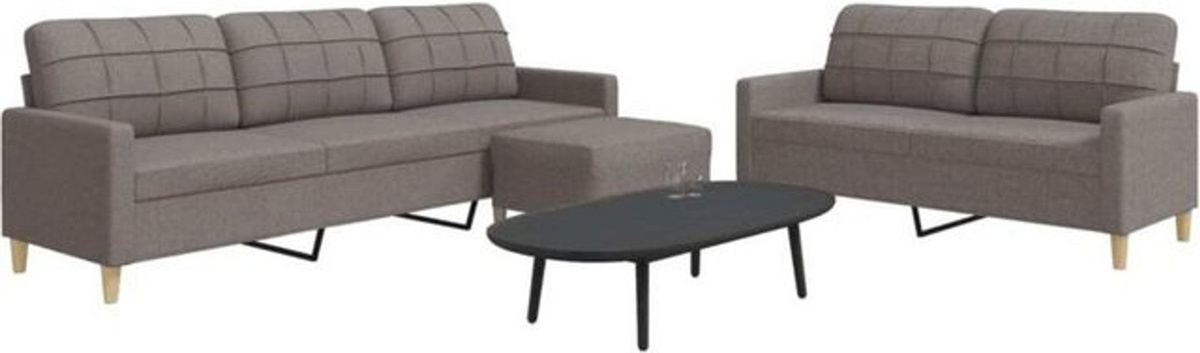 3-tlg. Sofagarnitur mit Fußhocker von vidaxl in Taupe meliert aus Stoff und Metall im modernen Design - Bild 1