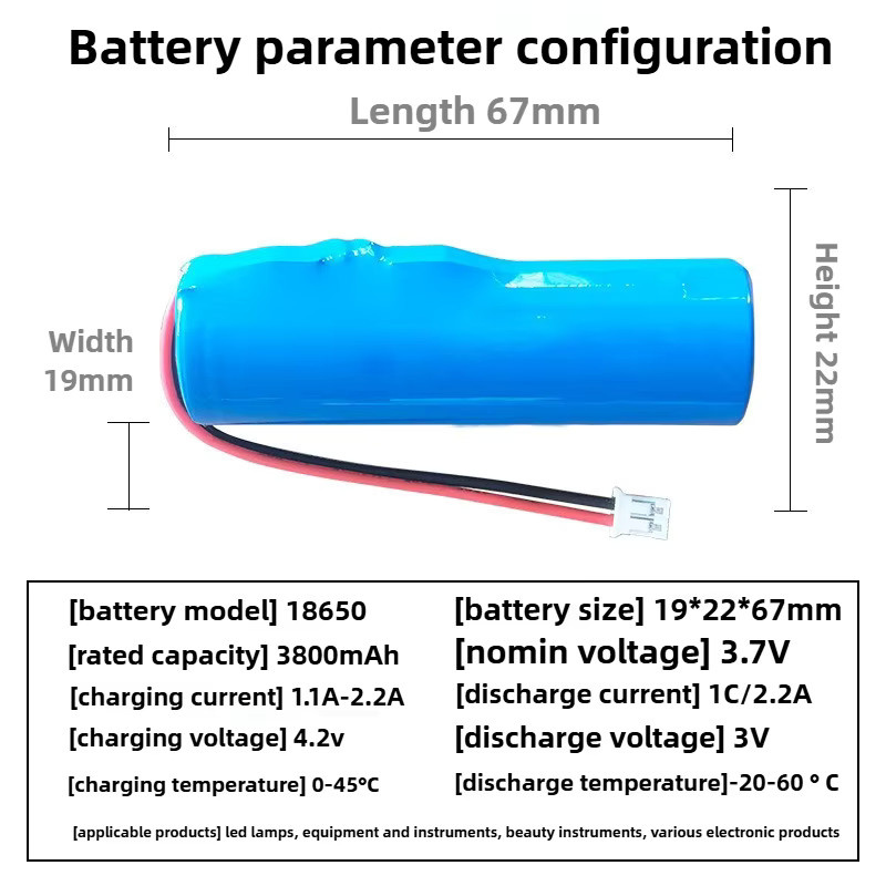 Robinella Lithium-Ionen-Akku 18650 mit Schutzplatine, 3,7 V, 3800 mAh, Blau - Bild 2