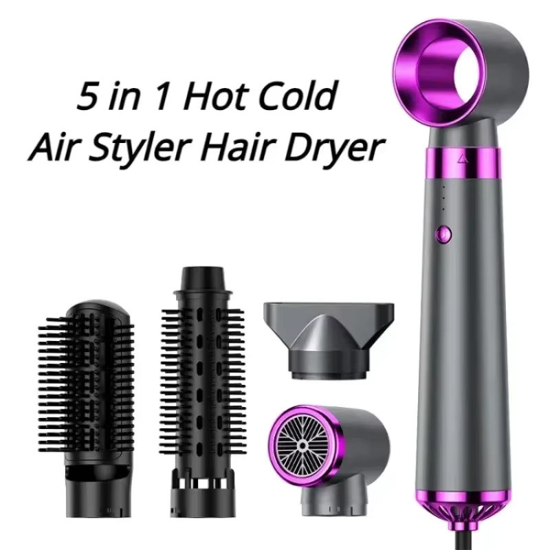 NOCCLILI 5-in-1 Haartrockner, Glätteisen und Lockenstab, Unisex, Grau-Lila - Bild 3