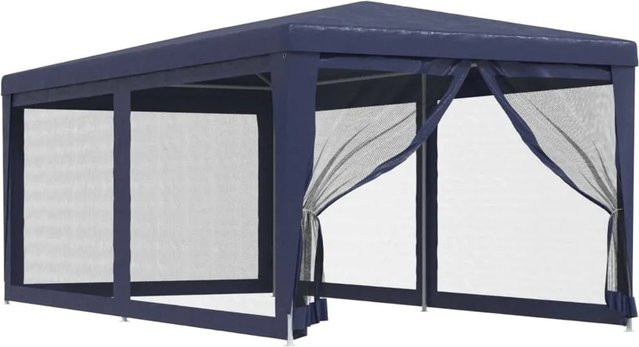 vidaXL Partyzelt aus HDPE mit 6 Mesh-Seitenwänden in Blau, B/T/H: 6 x 3 x 2,58 m - Bild 1