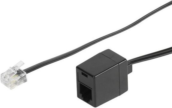 Vivanco RJ11 Verlängerung mit RJ11-Kupplung 4p2c auf RJ11-Stecker 4p2c, Schwarz, 6 m - Bild 1