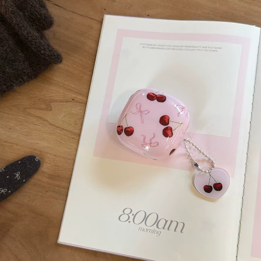 Kirschglänzende Schutzhülle mit Schleife und Anhänger in Rosa für Samsung Galaxy Buds4 Pro, Buds3 Pro, Buds2 Pro und Buds FE Live - Bild 3