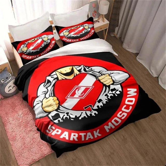 Spartak Moskau Bettwäsche-Set aus Mikrofaser mit Bettbezug und Kissenbezug, Rot, B/H: 133 x 70 cm - Bild 1