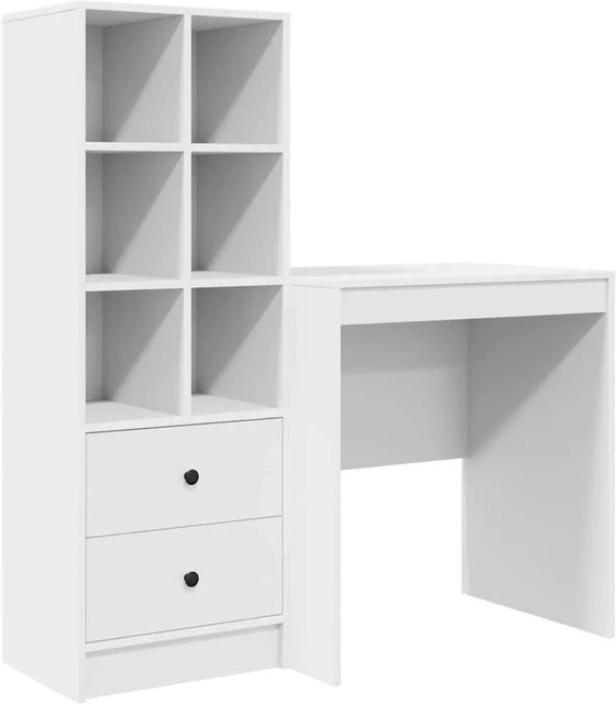 vidaXL Schreibtisch mit Hochboard 2-teiliges Büroset in Weiß - Bild 1