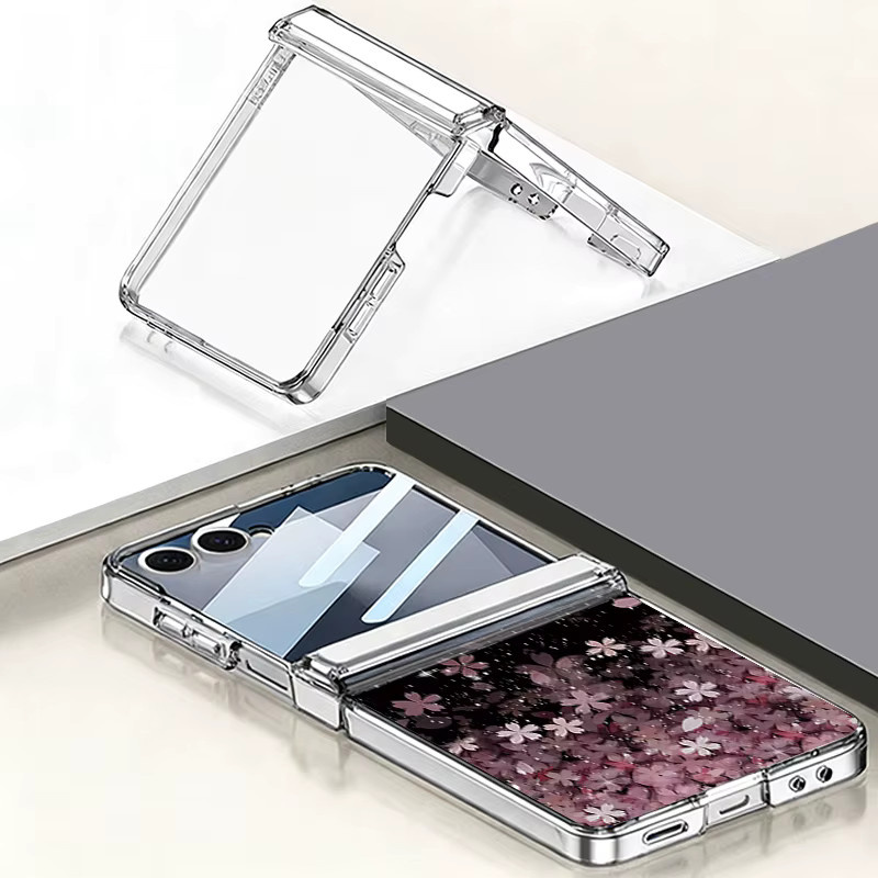 Magnetische Adsorptions-Handyhülle mit Blumenmuster für Samsung Galaxy Z Flip6 und Z Flip5 in Multicolour und Transparent - Bild 4