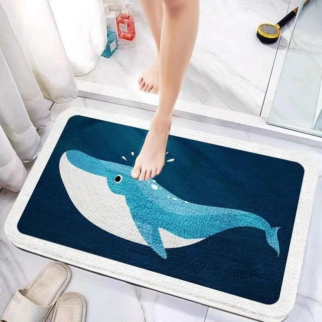 Rutschfeste Cartoon Fußmatte aus Imitatkashmir für das Badezimmer, B/B/H: 60 x 40 cm - Bild 1