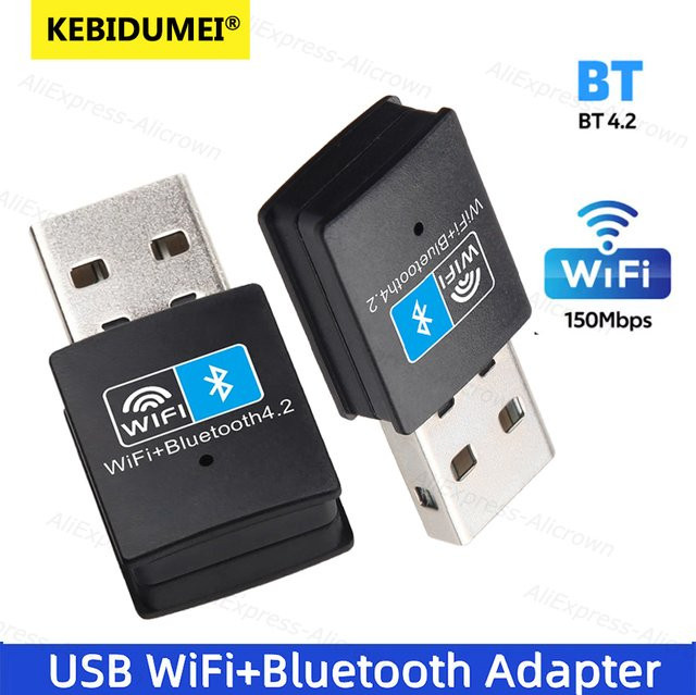 KEBIDUMEI WLAN-Bluetooth-Adapter 150Mbps Mini-USB-Empfänger 2,4G Bluetooth 4.2 Dongle Netzwerkkarte für Desktop-Laptop-PC in Schwarz - Bild 1