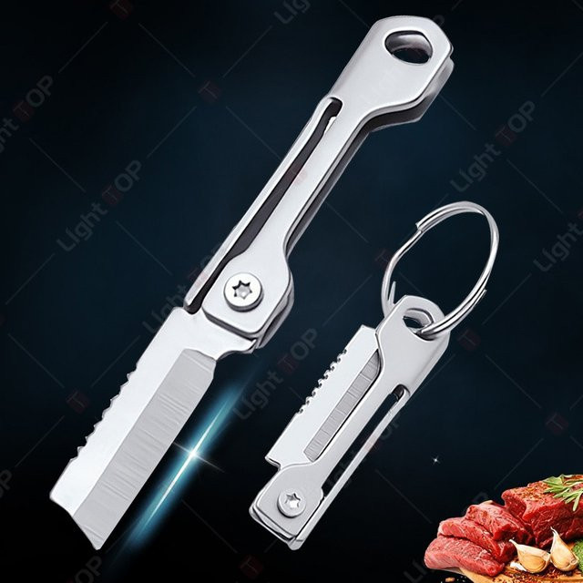 WXCOO Mini Klappmesser aus Edelstahl in Silber als tragbares Mehrzweck-Universalmesser und Obstschneider - Bild 1