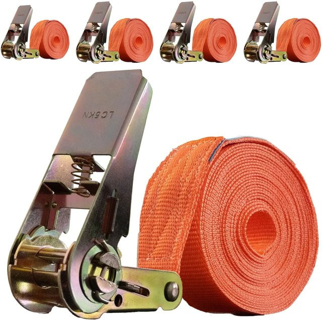 Trutzholm 4er Set Spanngurte mit Ratsche in Orange, 6 m Länge, 1000 kg Tragkraft zur Ladungssicherung - Bild 1