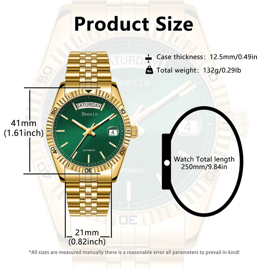 Deesio Armbanduhr Automatik, Edelstahl, Grün, Herren - Bild 6