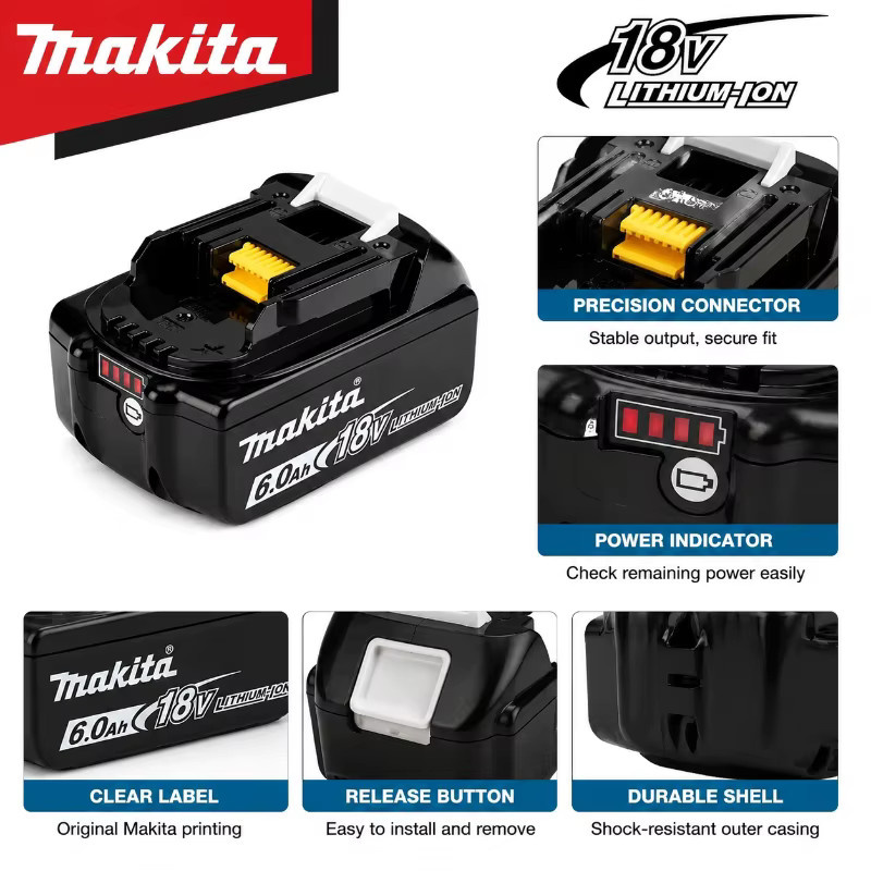 Original Makita 18V 6,0Ah Lithium-Ionen-Akku BL1860B in Schwarz für Makita LXT Akku-Werkzeuge - Bild 3