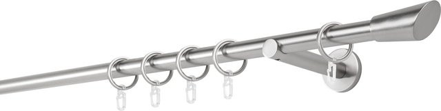 ONDECO Wandträger Set mit 1-läufigem Rohr und Endstück in Edelstahl-Optik, Farbe: Silber, Länge: 320 cm, Durchmesser: 20 mm, Wandabstand: 12 cm - Bild 1