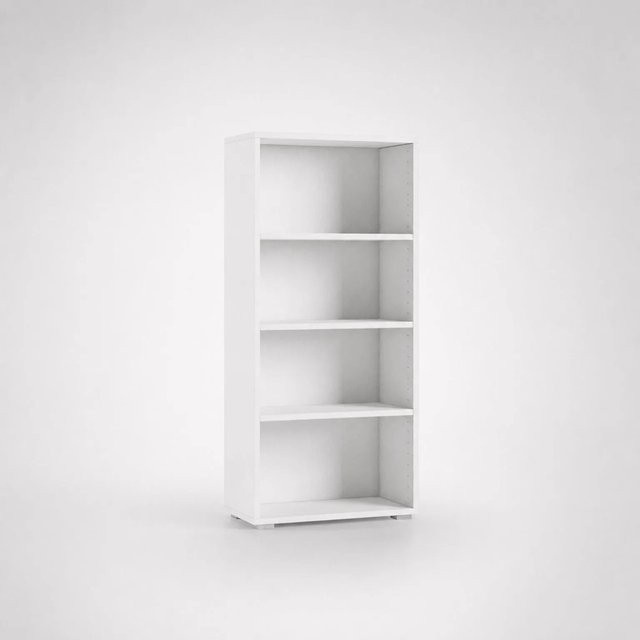 The White Stone Modernes Weißes Bücherregal mit 3 verstellbaren Regalen, B/T/H: 60 x 30 x 130 cm - Bild 1