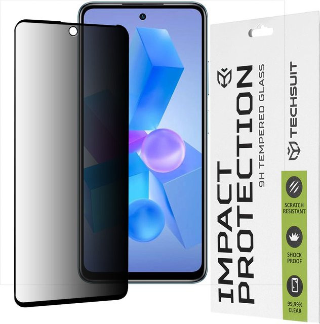 Techsuit Privacy Displayschutzfolie aus gehärtetem Glas für Tecno Spark 20 Pro, Pova 5 Pro, Hot 40 und Hot 40 Pro, transparent - Bild 1