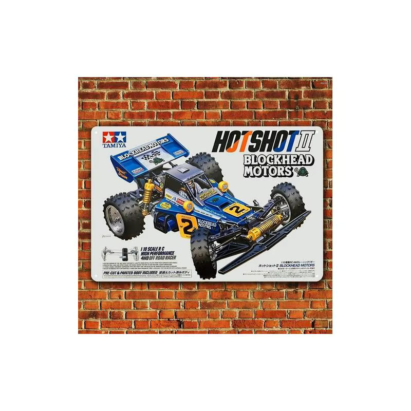 Tamiya Hot Shot 2 Boxart Metallposter Vintage RC-Auto Blechschild Multicolor Breite: 20,0 cm, Höhe: 14,0 cm - Bild 2