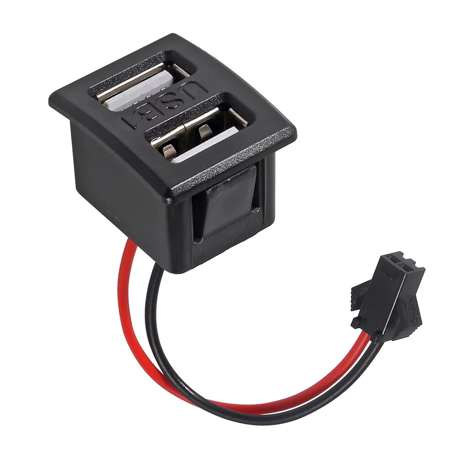 AOKIN 5er Set Dual USB Doppel Schicht Ladebuchsen Schwarz mit Kabel und Stecker - Bild 5