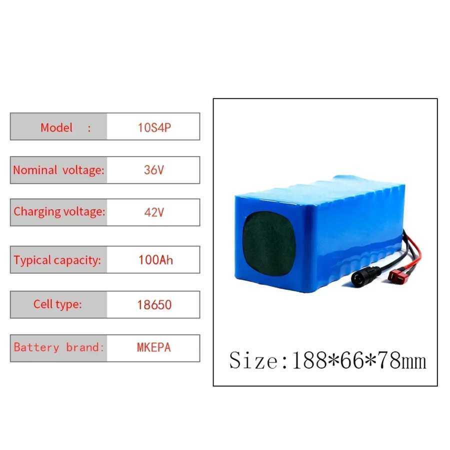Ddadache 36V 100Ah Li-Ion Akkupack 10S3P mit integriertem 15A BMS und 42V 2A Ladegerät in Blau - Bild 3