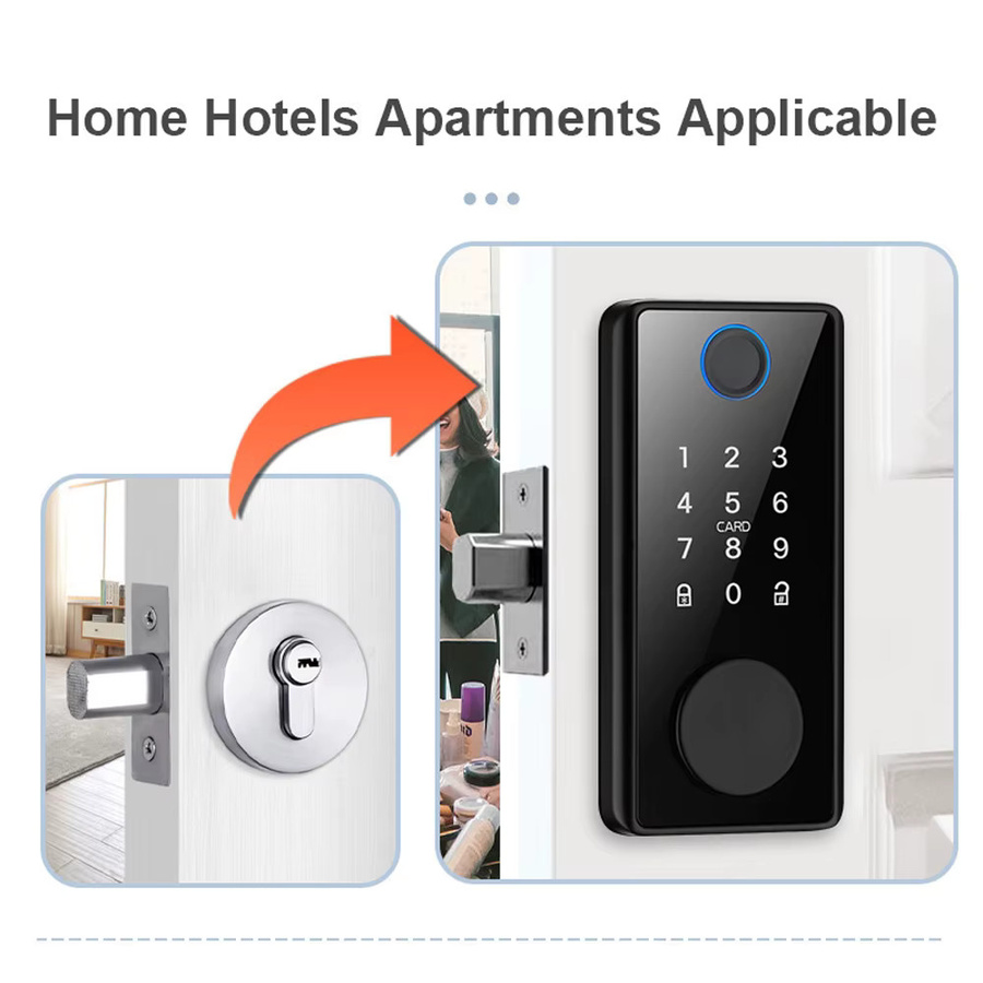 Elektronisches Holztürschloss von Asia-Teco in Schwarz mit Fingerabdruck, Passwort, Bluetooth und Tuya-App-Unterstützung inklusive mechanischem Schlüssel - Bild 3