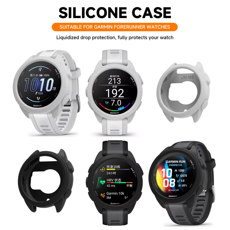 CHIICSMART Uhrenarmband und Schutzhülle für Garmin Forerunner 165, Silikon, Schwarz, Unisex - Bild 2