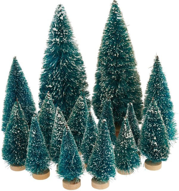 VBS Miniatur Tannenbaum 16er-Set beschneit in Grün für dein Tabletop - Bild 1