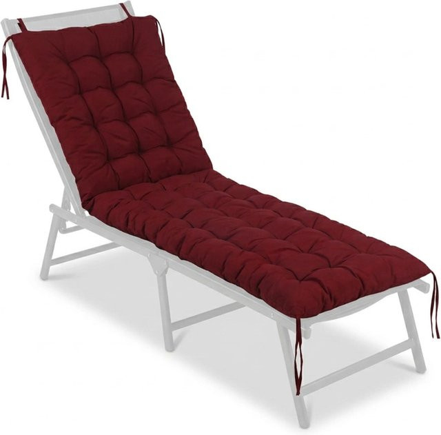 Relaxdays Bankauflage aus Polyester in Rot, gesteppt mit Bindebändern, B/T: 180 x 70 cm - Bild 1