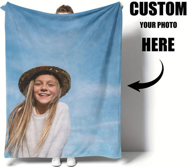 SRH Flanelldecke aus Polyester mit Digitaldruck in Blau, weiche Plüschdecke für das ganze Jahr - Bild 1