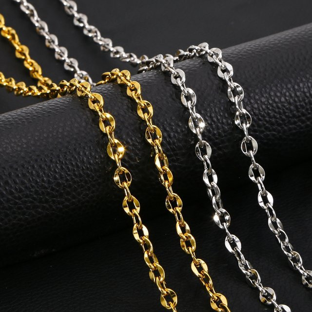 Hiyee Halskette, Edelstahl, Gold, Punk, Unisex - Bild 1