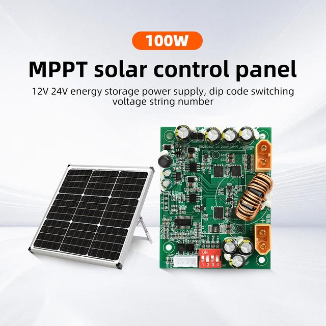 Aideepen 100W MPPT Solar-Laderegler für 12V und 24V in Grün - Bild 1