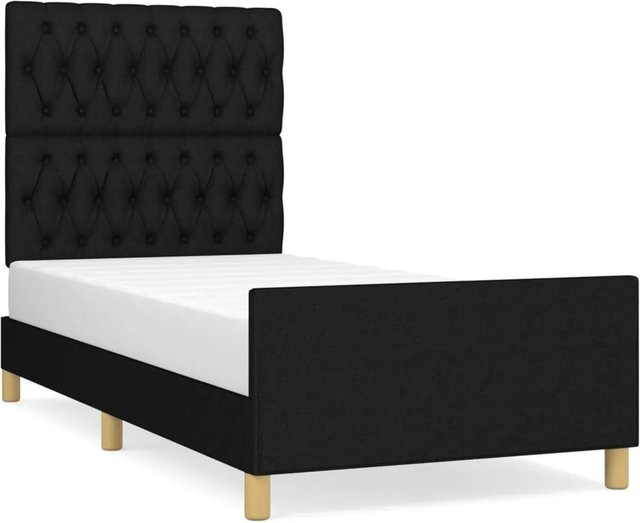 vidaXL Bettgestell mit Kopfteil in Schwarz aus Stoff und Holz B/T/H: 100 x 200 x 118 cm - Bild 1