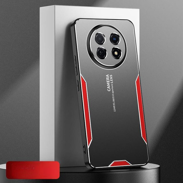 Stoßfeste Schutzhülle aus Aluminiummetall und Silikon für Xiaomi Redmi Note 14 Pro Plus, Redmi Note 14 Pro, Redmi Note 14 und Redmi Note 13 Pro+, Farbe: Rot - Bild 1